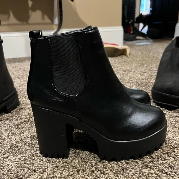 Black Wedge Ankle Boots - Picture 2 of 3